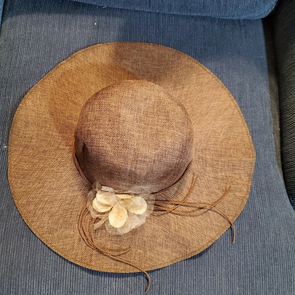 Beach  hat with ribbon hand made summer Beachy  beach